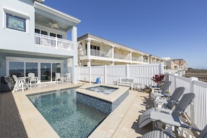 Beautiful views of the heated pool and hot tub