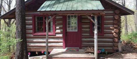 Front of Pine Log Cabin