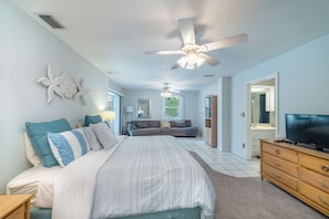 The very spacious master bedroom is located on the opposite end of the house as the second and third bedrooms.