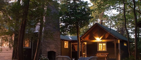 The cottage features an indoor/outdoor fireplace great for marshmallows 