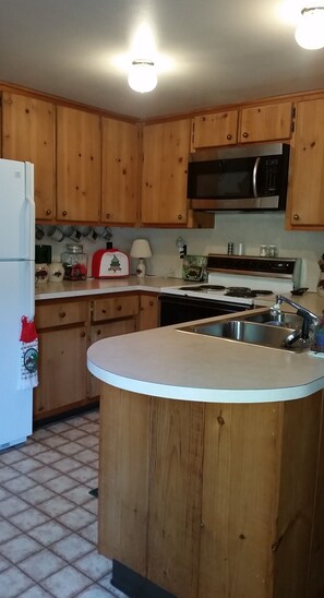 The kitchen is fully stocked with most everything you need to prepare your food