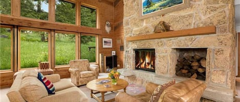 Living Room w/ Wood Fireplace