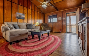 Living area with queen sleeper sofa