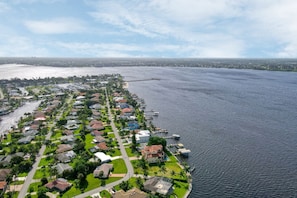 Very close to the open water, open canal