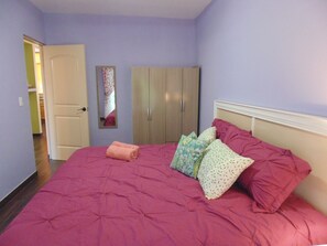The second bedroom has a King size bed, a large closet and AC