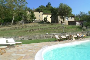 View from the pool to the main farmhouse