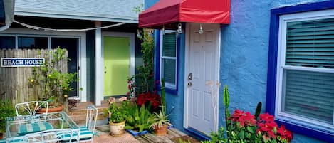 Private entrance to the Casita. with outside seating area.