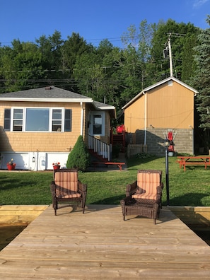 Lake view of the cottage.