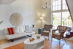 suites come with spacious living area and have a balcony