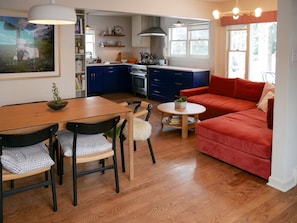 Kitchen, our cozy kitchen sectional and dinning table