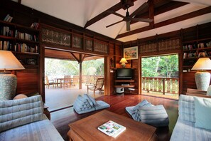 View of outside decking off main living area.
