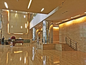 The apartment lobby