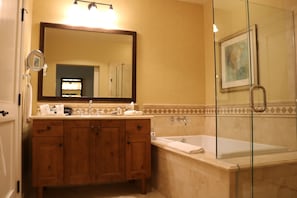 full size bath with separate shower