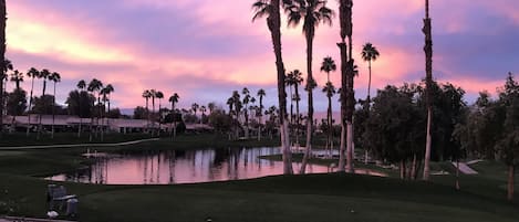 Sunset on the fairway patio 