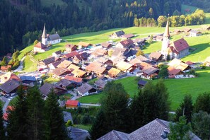 Blick auf das Dorf Jaun - view down to Jaun