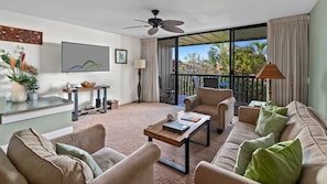 Nihi Kai Villas at Poipu #502 - Living Room & Lanai View - Parrish Kauai