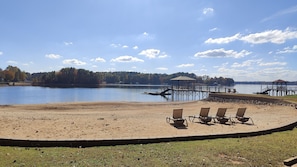 Example of how far the shallow area ⛱️ is when water is low in winter.