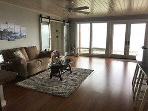 Living room looking out at the water