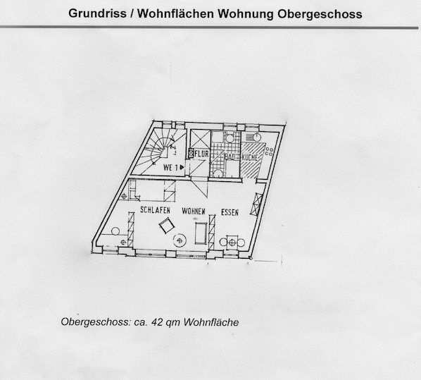 Grundriss Apartment mit 1 Schlafzimmer