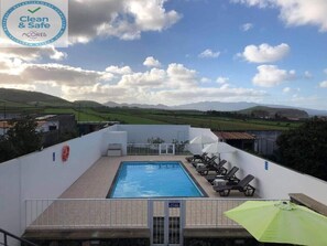 Pool view from the balcony inviting for a swim