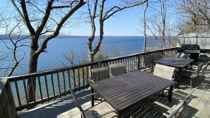 Outdoor dining for 12 on the upper deck.  (Covered dining on lower as well!)