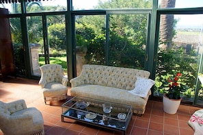 A rarity in Southern Italy – the tastefully furnished sunroom.