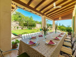 Table, Plant, Property, Furniture, Sky, Chair, Tableware, Flowerpot, Tree, Shade