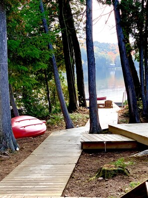 Boardwalk from the boat dock to the cottage and sundeck