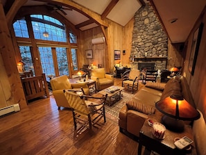 The Great Room has numerous areas to gather, read, & engage w/ family & friends.
