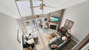View of downstairs living area from loft
