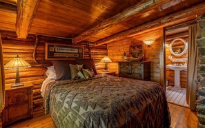 Bedroom with queen bed and ensuite bathroom
