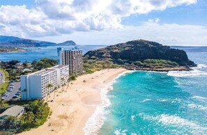 GORGEOUS AND NEVER CROWDED BEACH!   OUR CONDO IS IN TALLER BUILDING!