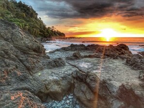 Nearby tide pools on south end of beach