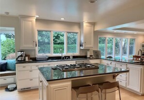 Kitchen island towards the backyard