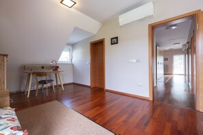 Living room, all furniture is made of massive natural wood. (oak)