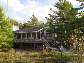 Beach view of house.