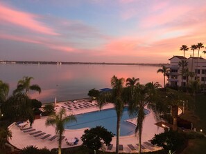 The morning view of the bay from our condo