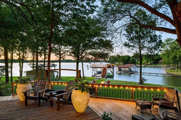 view from deck out to the lake