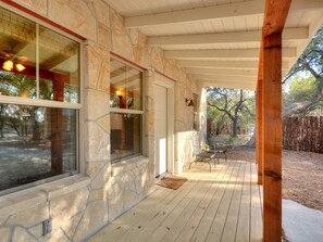 Front porch of cabin-looking left to right