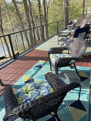 Enjoy morning coffee on the trex deck with mahogany drink rail for sunsets