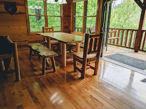 Custom Log Furniture, large dining room table for meals or games.