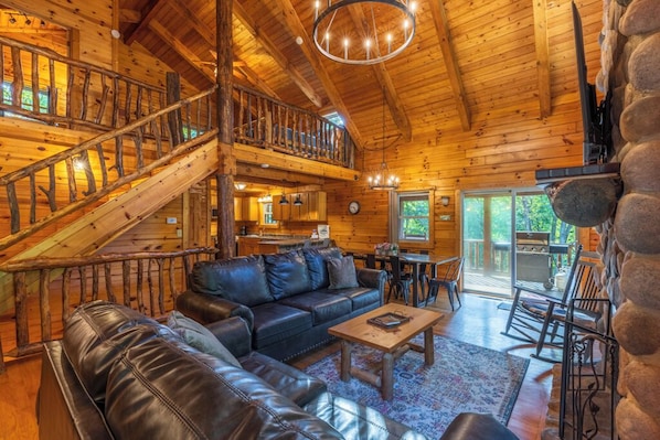 Bobcat Bluff Hocking Hills | Living Room with fireplace