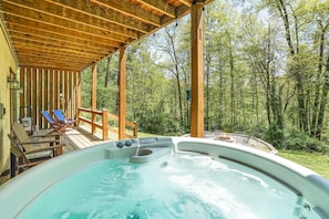 Relax in the hot tub after a long day on the trails