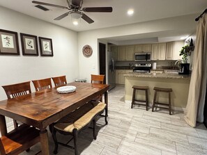 Dining room and kitchen