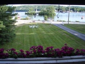 Looking at Lake Winnipesaukee from porch