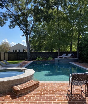 The pool and backyard are shared spaces, but for the most part it’s  private.