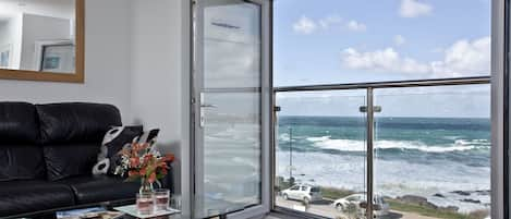 Views across Fistral Beach from the Juliet balcony