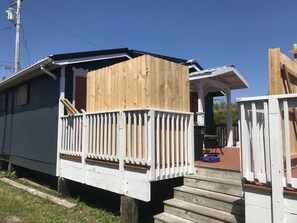 Deck entrance. And parking spot