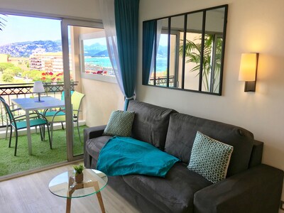 CANNES vacation rentals, sea view, 3 swimming pools, parking, beach at 50 meters