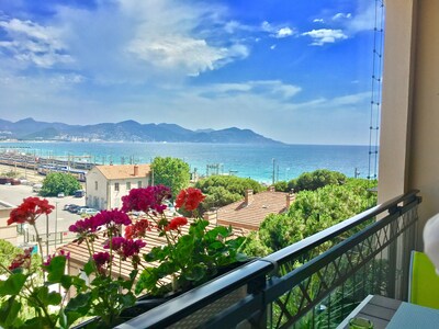 CANNES vacation rentals, sea view, 3 swimming pools, parking, beach at 50 meters